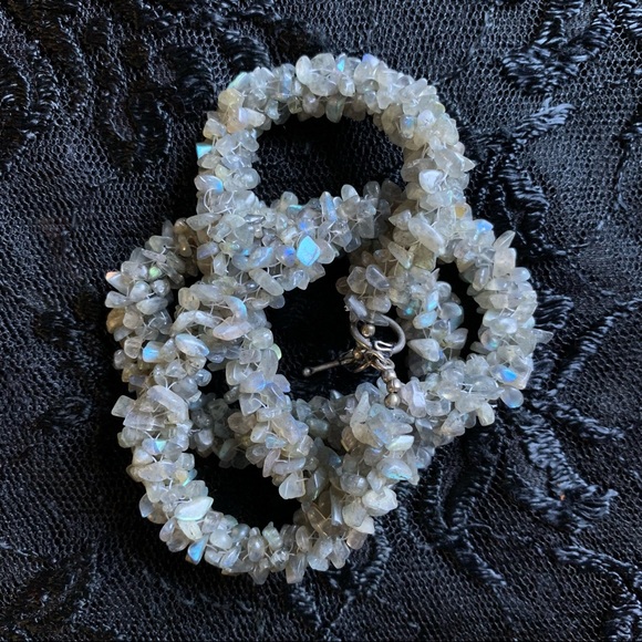 Vintage Labradorite Chip Sterling Silver necklace - Picture 2 of 12